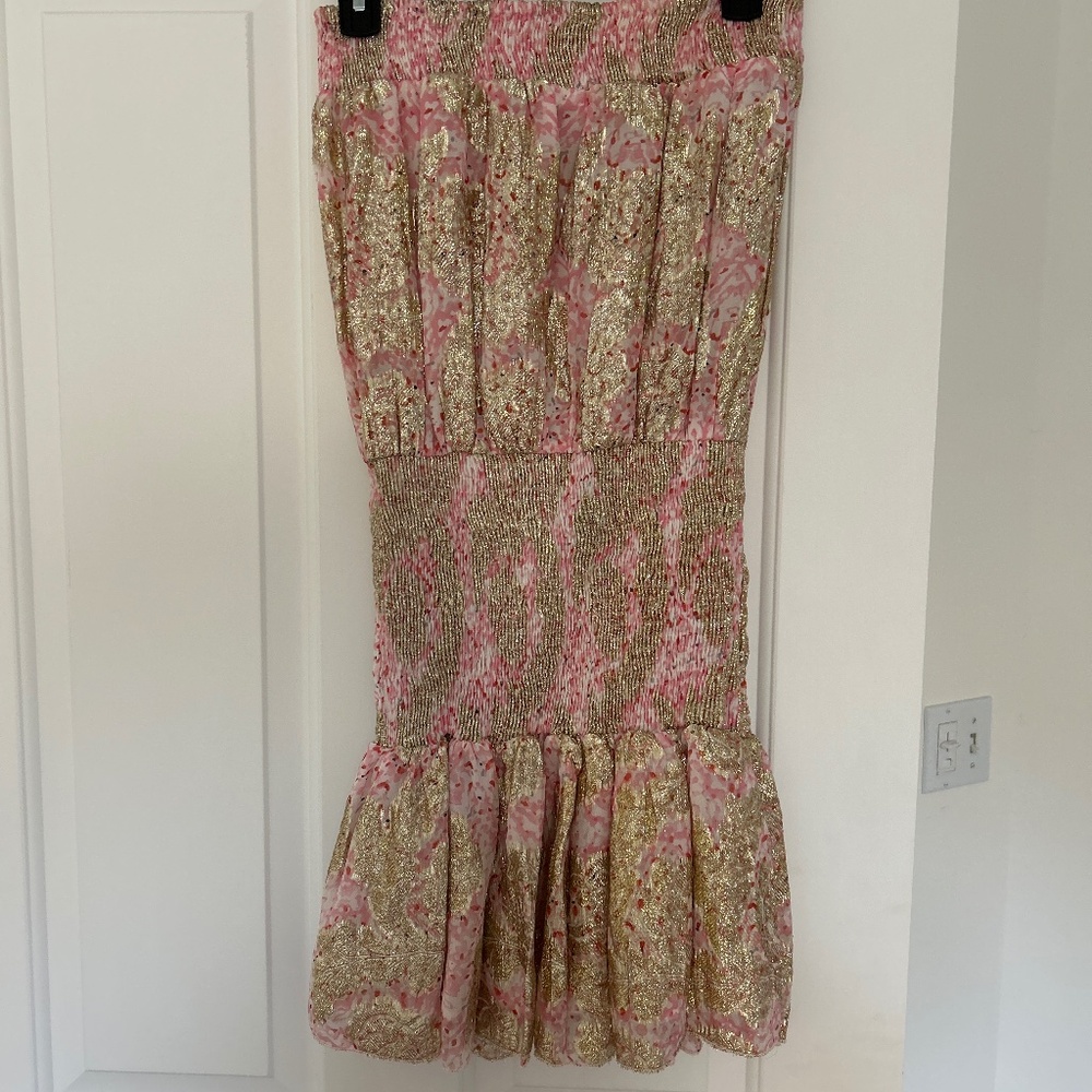 Strapless pink and gold dress